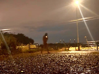 Couple of car pass as I'm naked in public