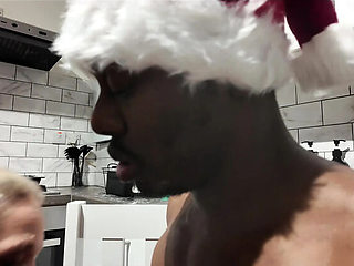 Bambi Beauty Elf Blowjob with Livie Blainn - Amateur BBW Christmas Group Sex BBC Sucking in Kitchen