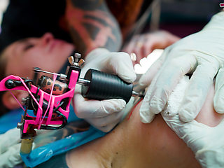 Inked Lovers Big Dick Foursome Merry's Tattooed Adventure