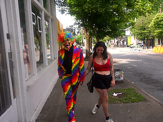 Married Slut Gets Fucked in Public by Gibby the Clown