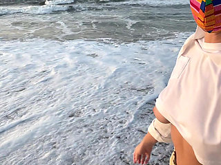 Blonde Amateur with Big Tits Is Walking Without a Bra