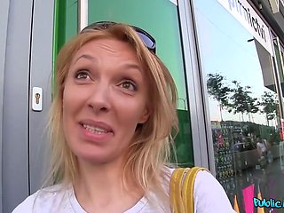 Russian Blonde Cougar Pounds Strangers Outdoors