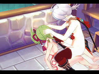 Genshin Impact Hentai - Kazuha X Kuki Shinobu Blowjob and Fucked with Creampie - Japanese Asian Manga Anime Game Porn