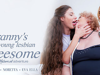 Grandma Noretta Ends Up In An Old And Young Lesbian Threesome With Two Hot Teeny Babes