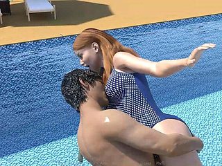Stepbrother Fucks Wife in Pool - John Presses Face on Jennifer's Big Tits While Diving
