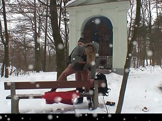 Old Man Fucks a MILF Outdoors and Cums in the Mouth of a Young Girl