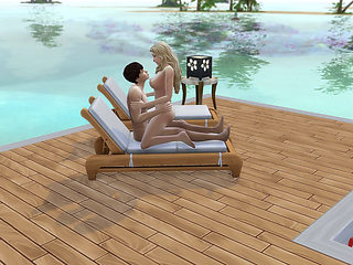 Couple in love have sex in public on the beach