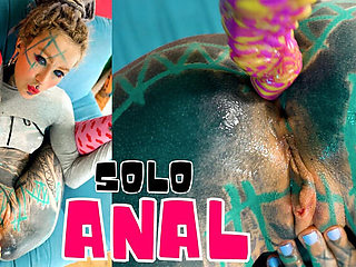 Skinny Tattooed Teen Anal Masturbation with Sex Toy - Small Butthole Fucking