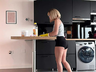 Watching My Maid Clean Turns Into Hot Fantasy Sex - Blonde MILF Blowjob & Big Ass Fucking