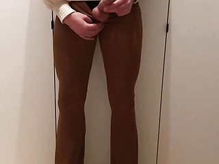 Cum on tight stretch pants