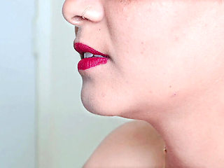 Desi Bhabhi Sloppy Condom Blowjob – Red Lipstick Cum in Condom Closeup