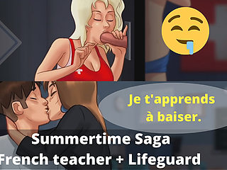 Two milfs in a day: gloryhole blowjob from blonde Pamela lifeguard and then French teacher seduces Boris in college after class