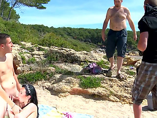 Amateur Sluts Scene-4_sexy Busty Brunette Having Sex with Her Friend on the Beach While Being Filmed