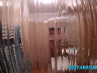 Sexy big tits girl pee in the shower