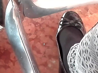 Shoeplay in My Black Pattent Flats in a Bar