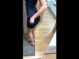 Sexy Girl in New Dress Dances & Masturbates Doggystyle