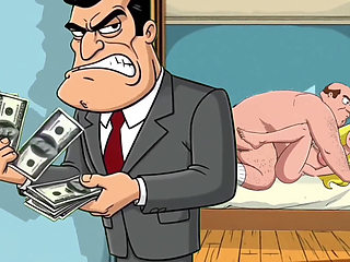 Cuckold Husband Is Furious That His Wife Is Cheating with Her Lover. Cartoon