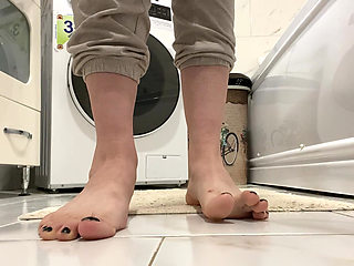 walking around in bare feet