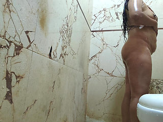 Indian Beautiful Women Home Alone Shower Show