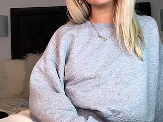 Perfect blond making solo masturbation