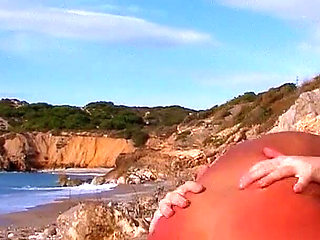 Blonde teen Nicole fucked to orgasm by step dad on the beach