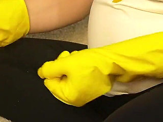 Giantess Stepsister Humiliates Tiny Stepbrother Giantess Stepsister Has a Yellow Latex Dishwashing Glove Because She
