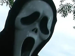 Masked Man Fucks Horny Brunette Babe Outside on Bench