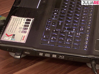 Hottie spreads legs as she rides a massive cock in the office