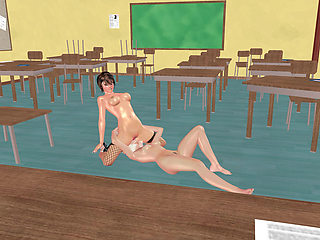 Animated 3D Lesbian Porn - Facesitting Pussy Licking Multiple Orgasms in Classroom