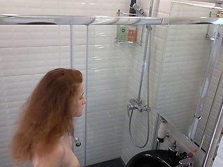 Foxy Lee Redhead Teen Shows Small Tits in Shower