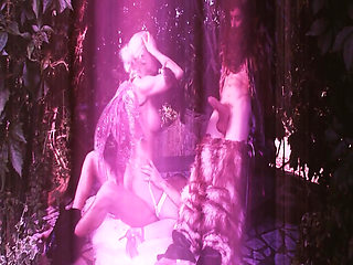 Sex Garden Scene 3 Blonde with a Big Ass in Lingerie Enjoys Two Cocks in a Threesome and a Facial