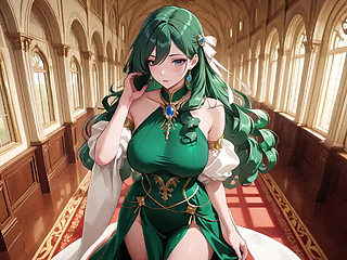 Green Queen on the Golden Throne! Lazy Seduction in a Silk Gown, What Secrets Hide Beneath?