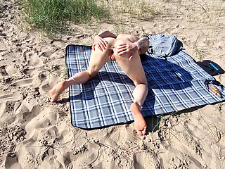 Naked at the Public Beach, Spreading and Gaping My Pussy and Peeing