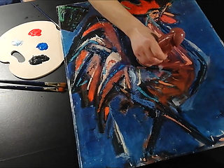 Horny Artist Cock Massage Cumshot