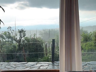 Creampie! Beautiful Colombian Woman Gets Wildly Fucked on a Rainy Day