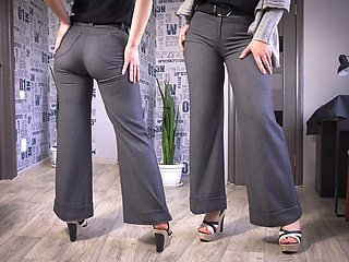 Secretary Modeling Legs and Ass in Tight Trousers