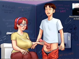 Playing video games, video game, hentai blowjob