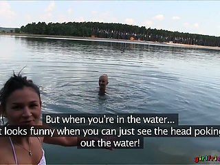 Girlfriends XXX - Petite Keira & Michelle Get Wet Outdoors for a Shaven Pussy Licking & Sneaky Lesbian Escapade