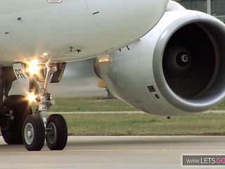 A pilot fucks hot stewardess