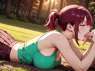 Horny Redhead Woods Deepthroat to Thick Cum Overflow