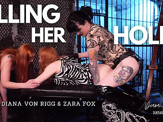Filling Her Holes - Slutty Sissy Spitroast with Mistress Diana Von Rigg & Mistress Zara Fox