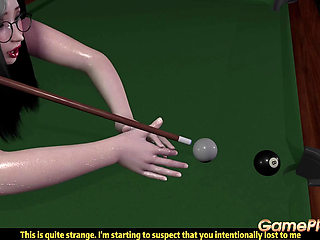 Slutty pussy plays with hard cock on the pool table