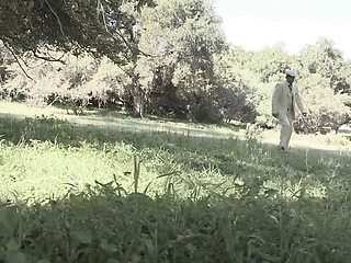 Lusty sluts are sucking and fucking two guys outdoors