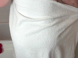 Dressing after a shower sexy red undies 472