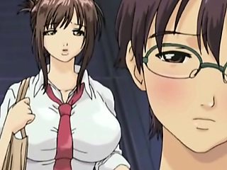 Teacher's big boobs bounce as she fingerbangs her eager student in a steamy hentai scene