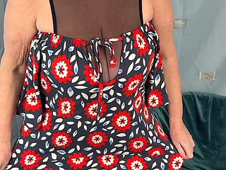 Mrs Mature Feet Stripping Down to Her Big White Granny Pants 424