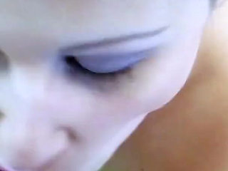 Blonde hot teen sucks strapon and gets fucked by her lesbian friend with it