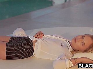 Stunning Tiny Blonde Emily Hops On Monster Big Black Dick