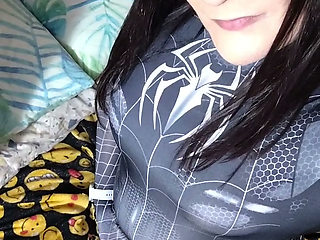 Bitch with her Spiderman Venom cosplay
