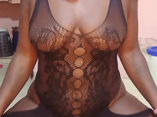 Table Humping in Sexy Fishnet Outfit